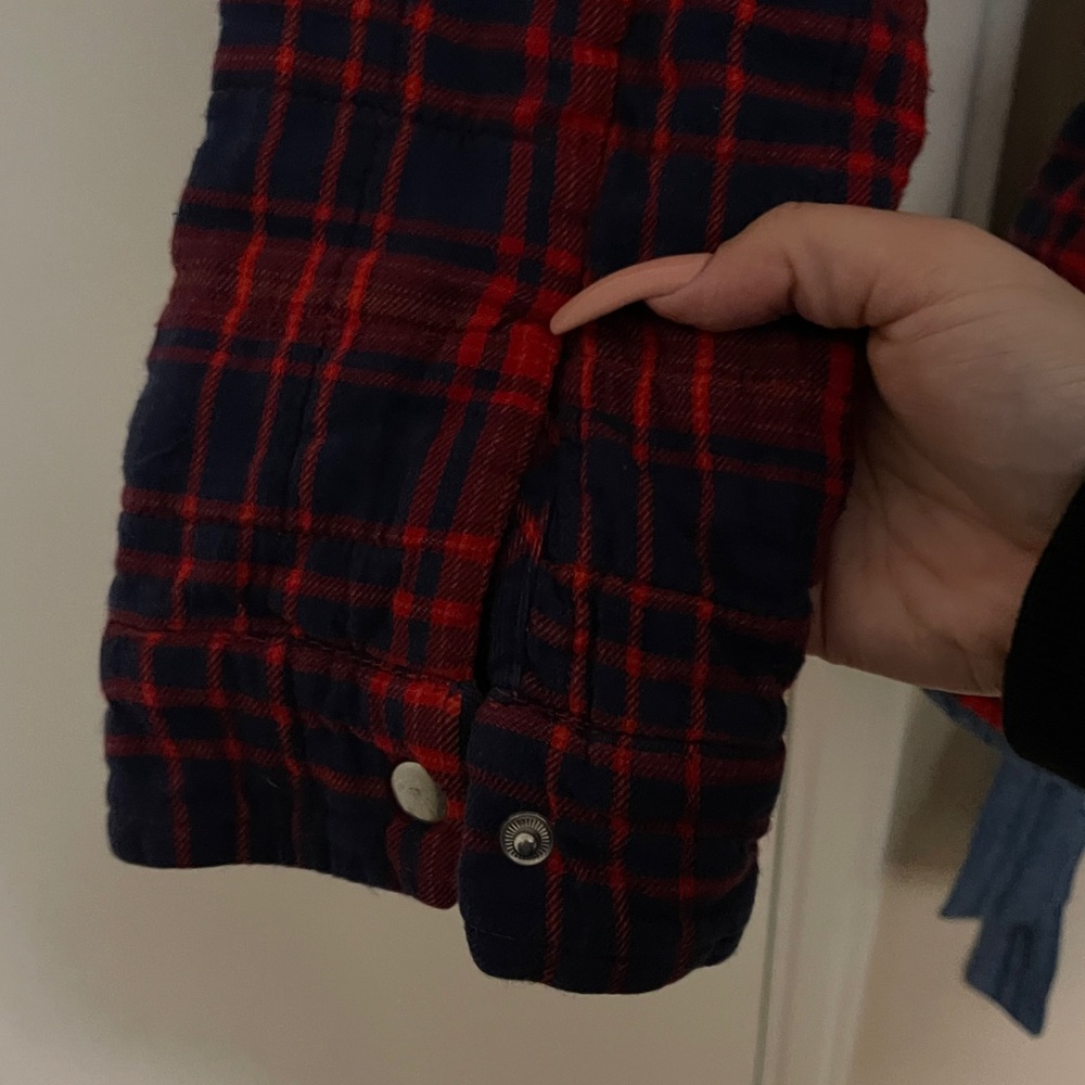 GAP Plaid and chambray belted jacket - Picture 7 of 8